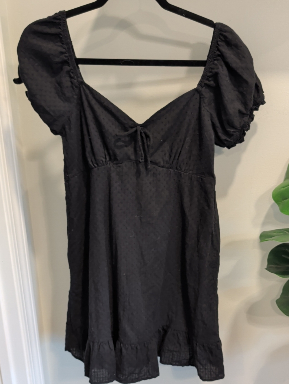 wild fable Black Puff-Sleeve Mini Dress